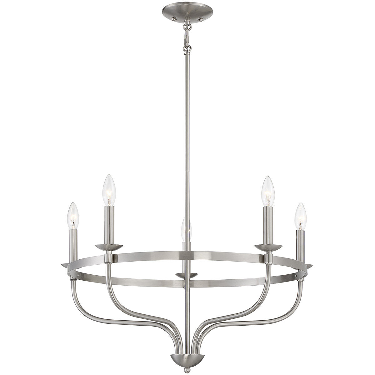 Transitional 5 Light 26.63 inch Brushed Nickel Chandelier Ceiling Light
