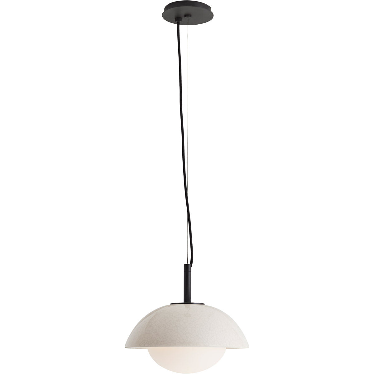 Glaze 1 Light 12 inch Ivory Stained Crackle and Blackened Steel Pendant Ceiling Light