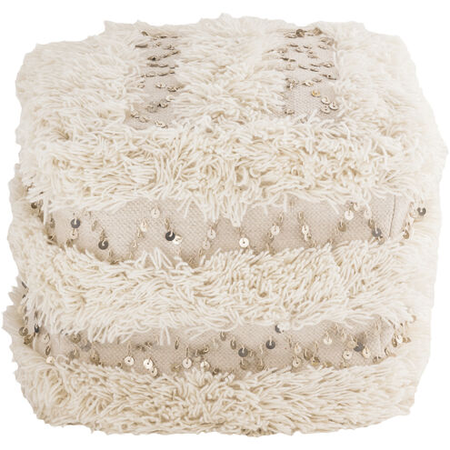 Hannah 13.75 inch White with Cream Pouf