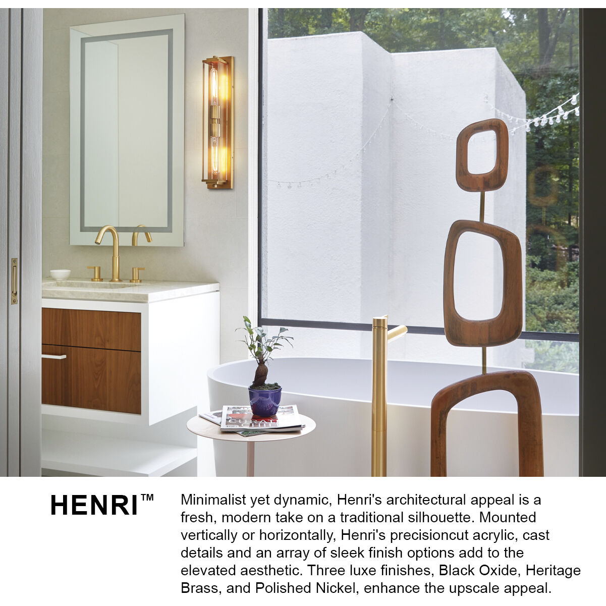 Henri 2 Light 4.75 inch Polished Nickel Vanity Light Wall Light