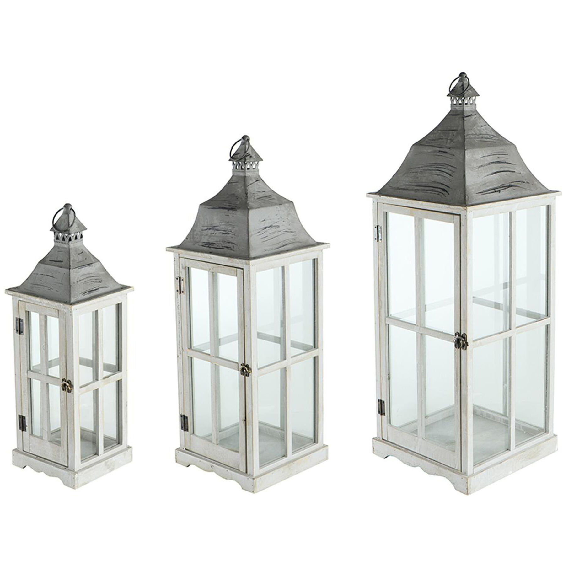 Window 12.6 inch Gray Lantern, Set of 3