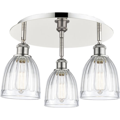 Brookfield 3 Light 17.5 inch Polished Nickel Flush Mount Ceiling Light in Clear