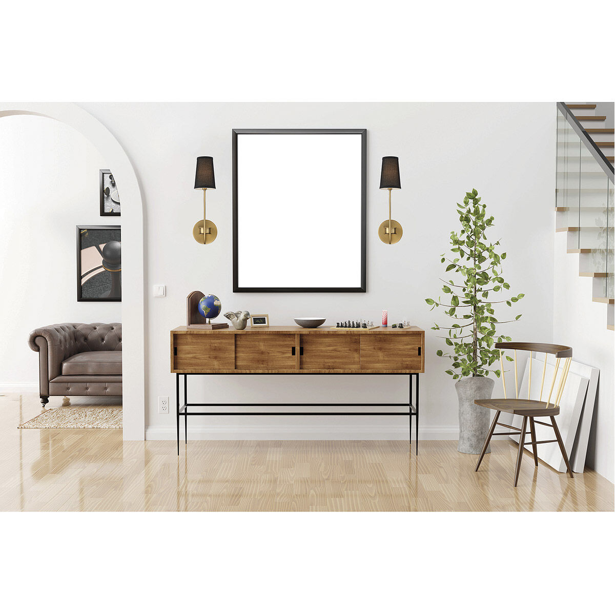 Mid-Century Modern 1 Light 5.13 inch Natural Brass Wall Sconce Wall Light