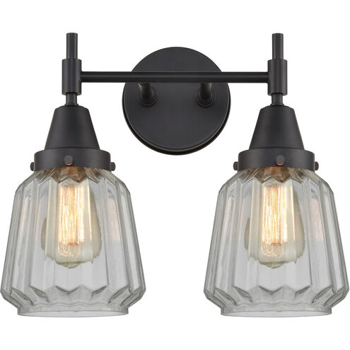 Caden 2 Light 15 inch Matte Black Bath Vanity Light Wall Light in Clear Glass