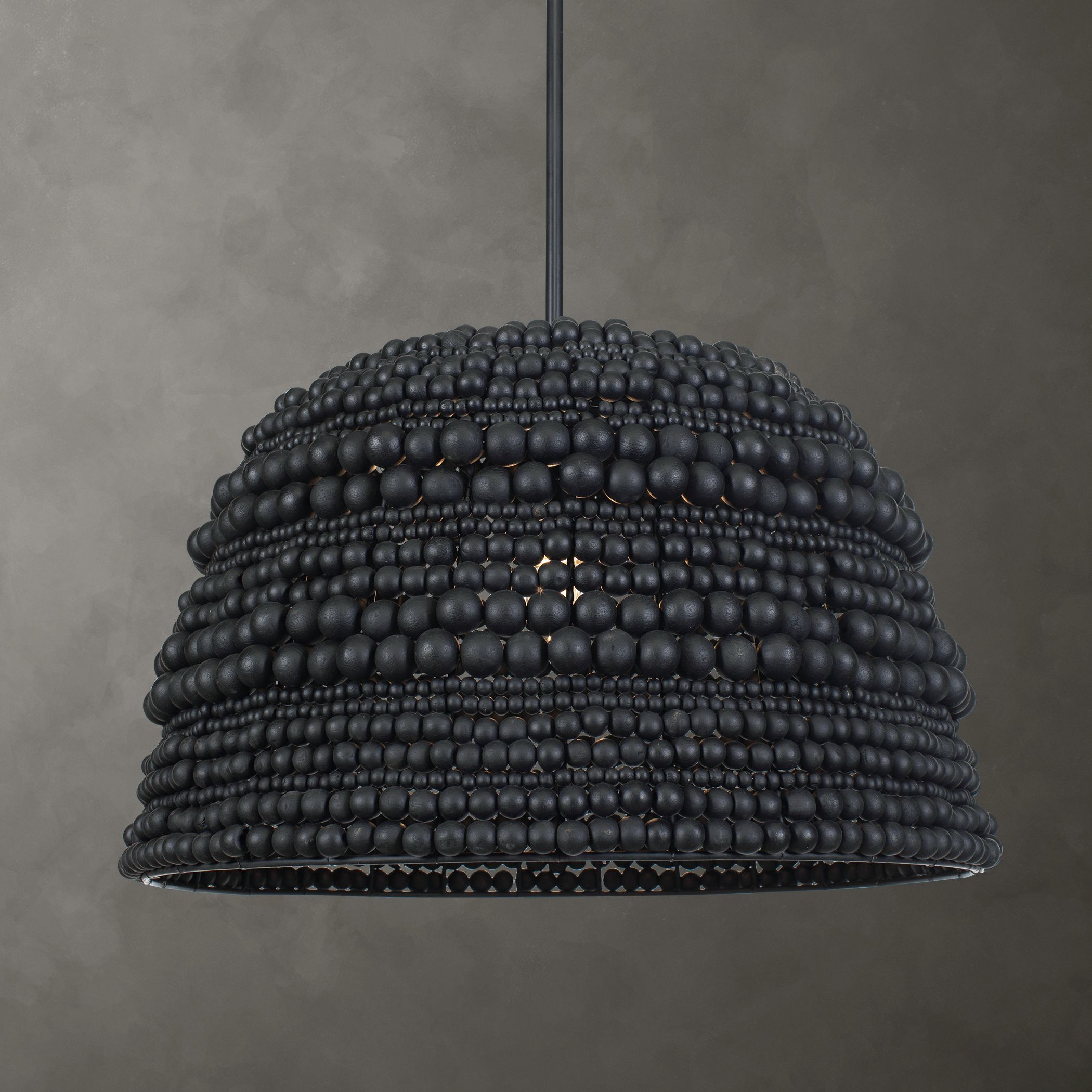 Persephone 1 Light 20.75 inch Black Wooden Beads and Matte Black Pendant Ceiling Light
