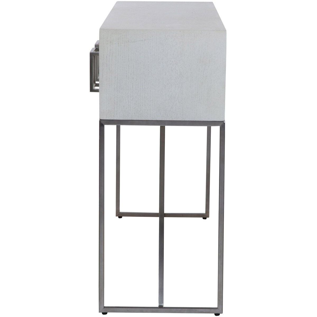 Abaya 54 inch Soft White and Light Gray with Brushed Nickel Console Table