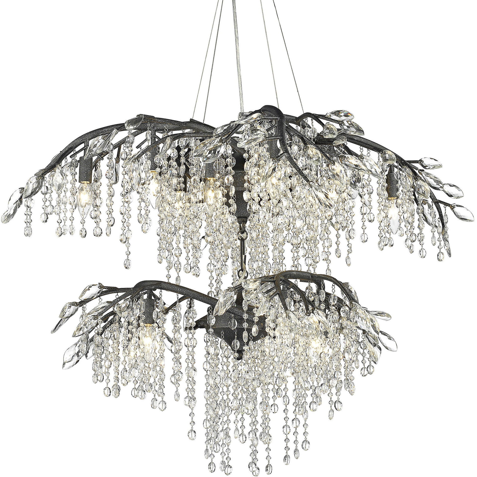 Autumn Twilight 40 inch 60.00 watt Black Iron Chandelier Ceiling Light, Large