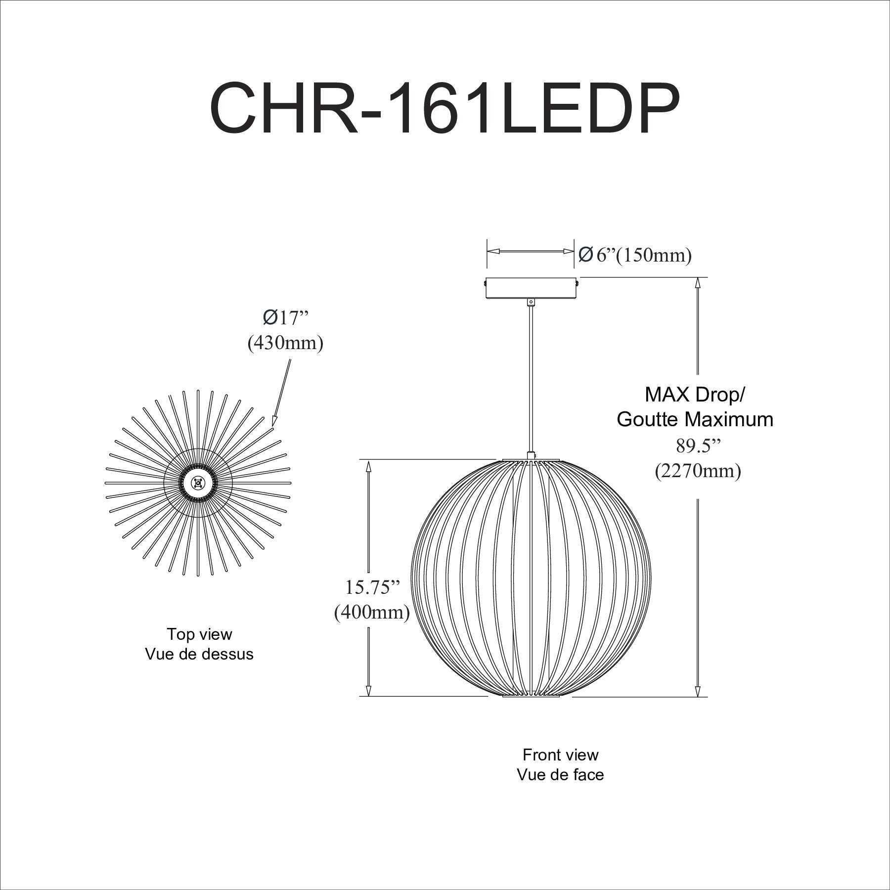 Charlotte LED 17 inch Matte Black Single Drop Pendant Ceiling Light