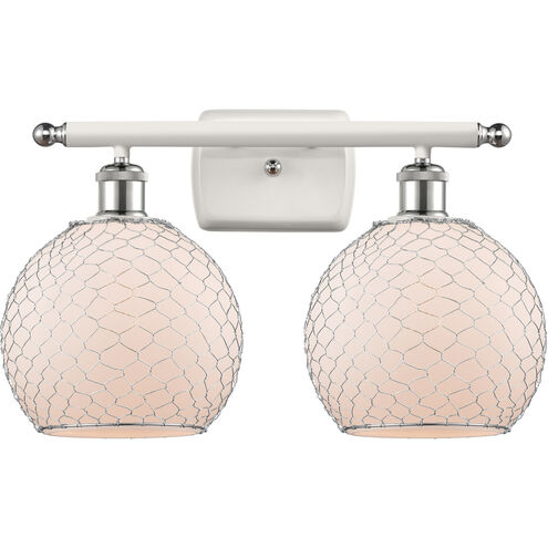 Ballston Farmhouse Chicken Wire LED 16 inch White and Polished Chrome Bath Vanity Light Wall Light, Ballston