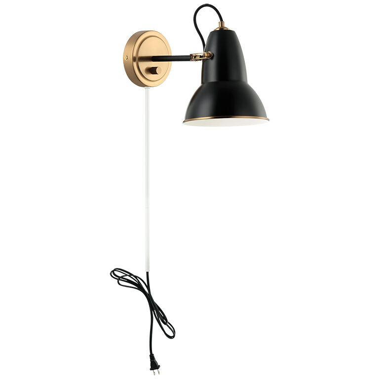 Buzz Wall Sconce Wall Light in Aged Gold Brass and Black
