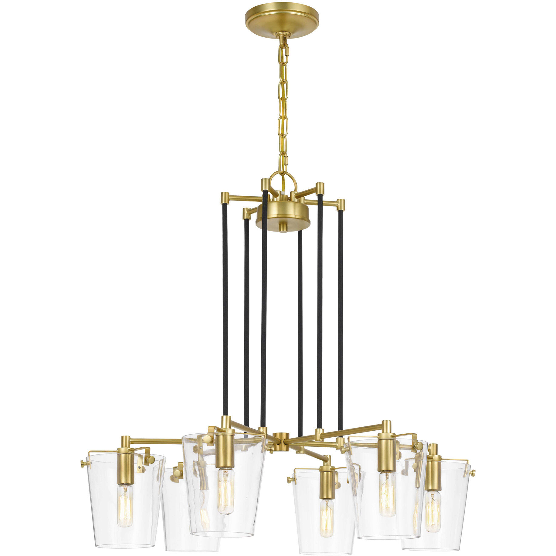 Arlo 6 Light 27 inch Black/Satin Brass Chandelier Ceiling Light