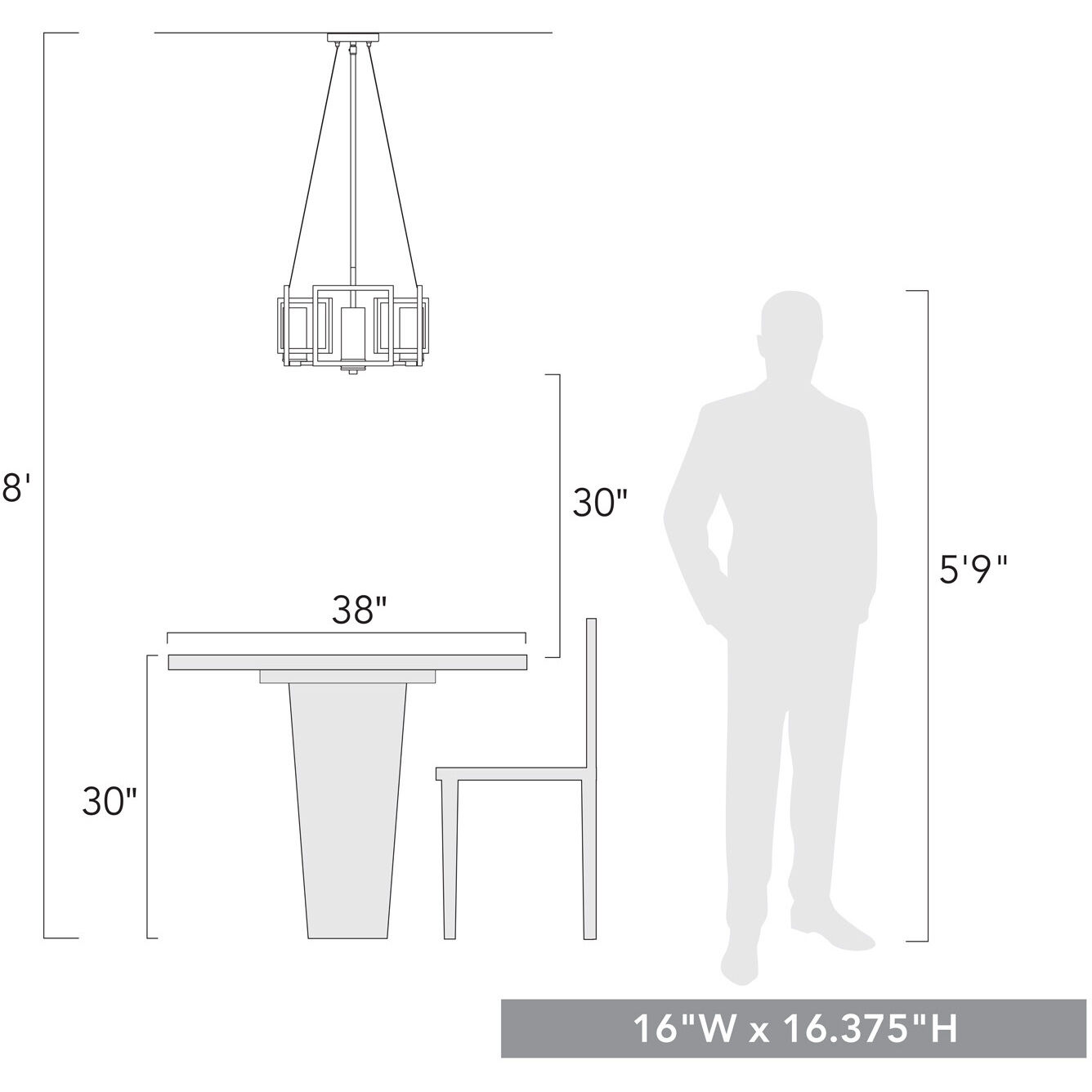 Marco 4 Light 16 inch Pewter Pendant Ceiling Light