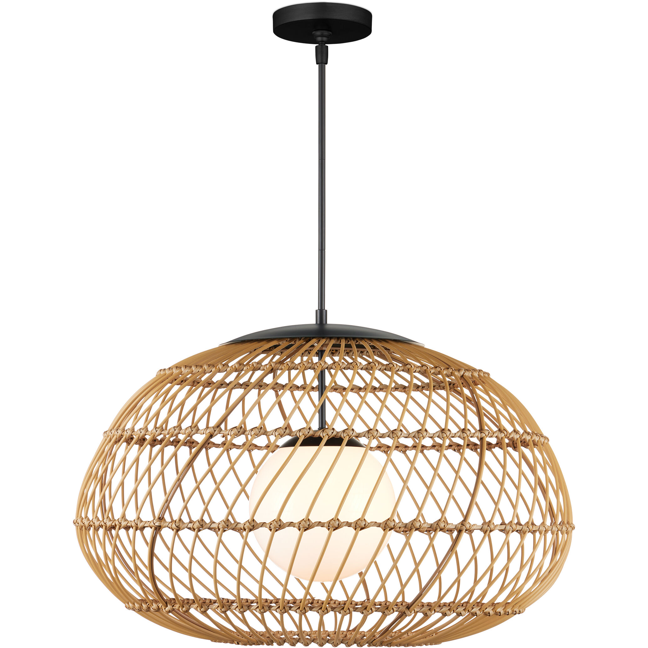 Carriage 1 Light 32.75 inch Natural/Black/Frosted White Outdoor Pendant