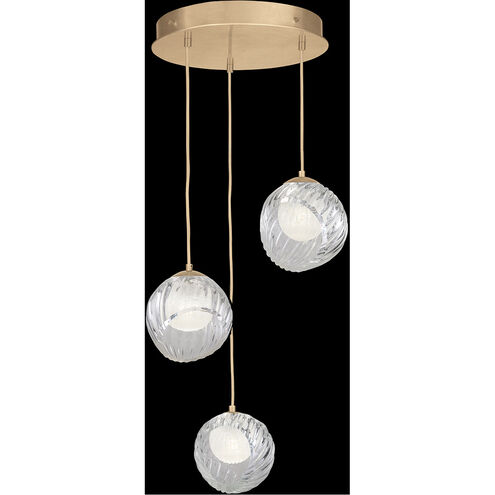 Nest 3 Light 20 inch Gold Pendant Ceiling Light in White Studio Glass