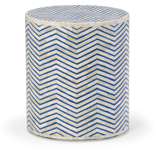 Chelsea House 18 X 16 inch Blue/White/Herringbone Pattern Side Table