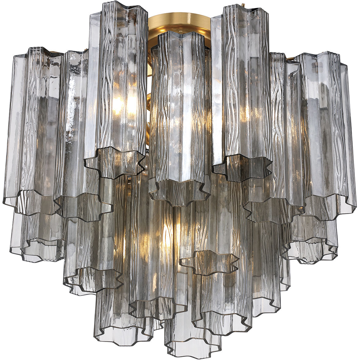Addis 4 Light 17.75 inch Aged Brass Semi Flush Ceiling Light in Smoke