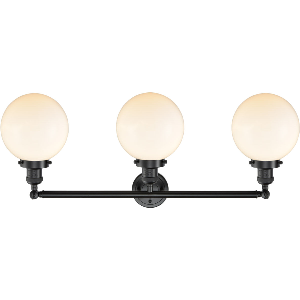 Franklin Restoration Large Beacon LED 32 inch Oil Rubbed Bronze Bath Vanity Light Wall Light in Matte White Glass, Franklin Restoration
