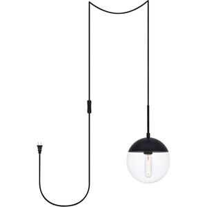 Eclipse 1 Light 8 inch Black and Clear Pendant Ceiling Light