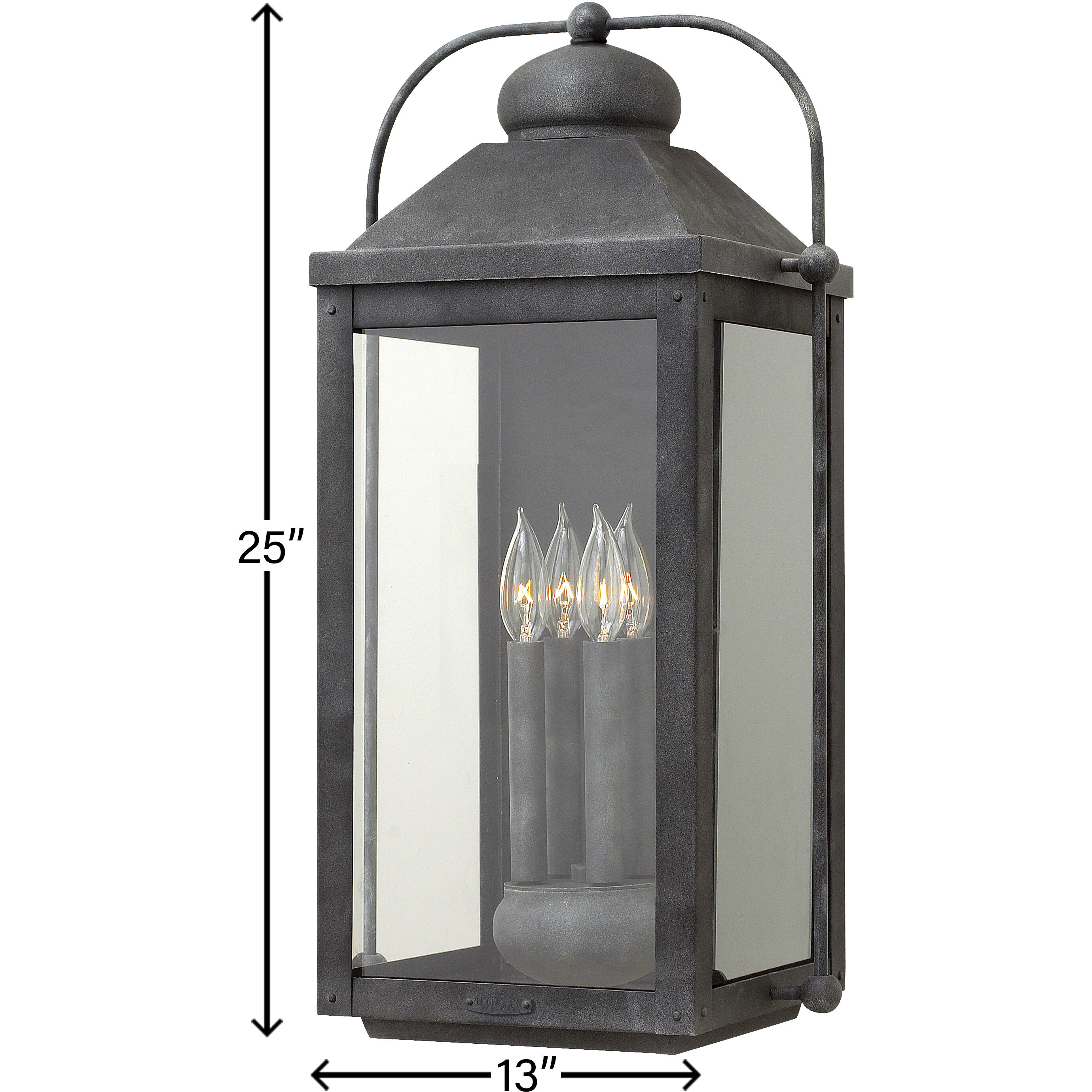 Heritage Anchorage Outdoor Wall Mount Lantern in Aged Zinc, Non-LED, Extra Large