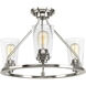 Debut 3 Light 20 inch Brushed Nickel Semi-Flush Mount Convertible Ceiling Light, Design Series
