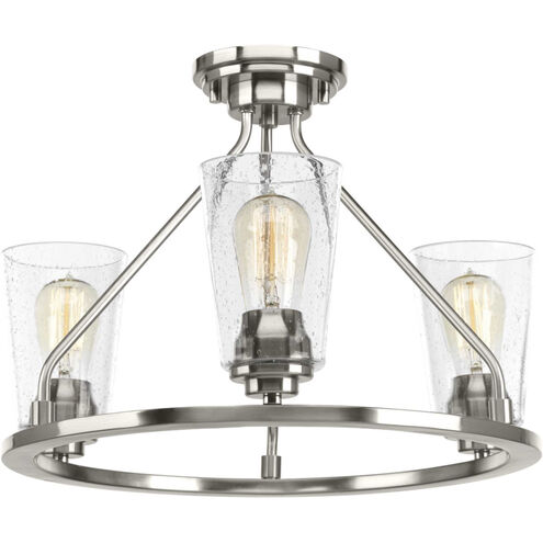Debut 3 Light 20 inch Brushed Nickel Semi-Flush Mount Convertible Ceiling Light, Design Series