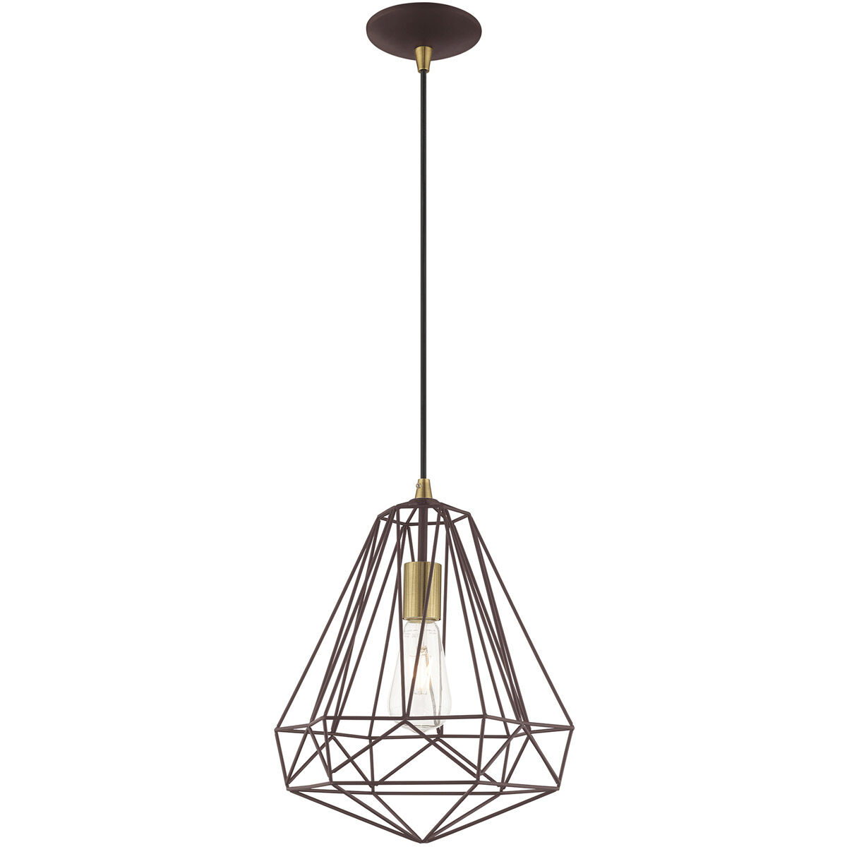Geometric 1 Light 12 inch Bronze Mini Pendant Ceiling Light