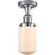 Franklin Restoration Dover 1 Light 5 inch Polished Chrome Semi-Flush Mount Ceiling Light in Matte White Glass, Franklin Restoration