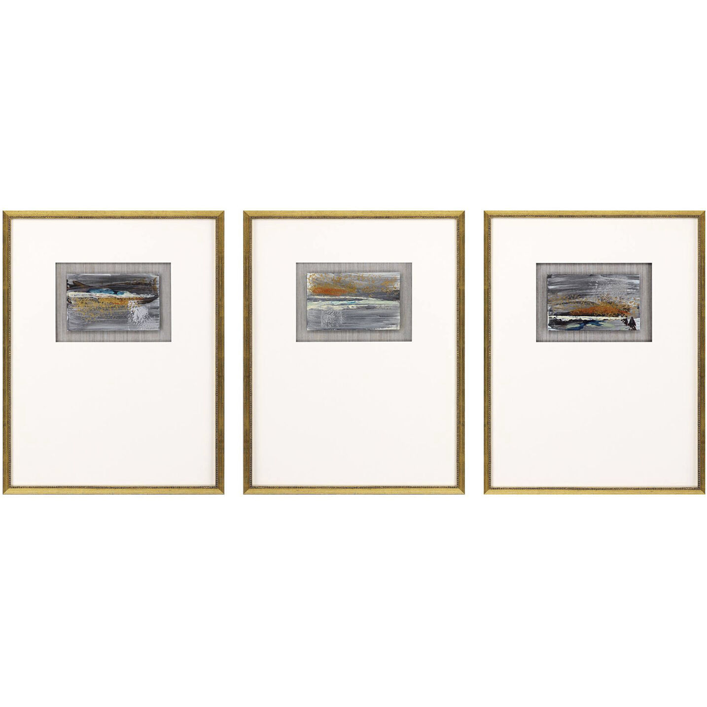 Broken Landscape Gray and Metallic and Rust and Turquoise Framed Art, The Studio