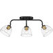 Roxie 3 Light 24.63 inch Matte Black Semi-Flush Mount Ceiling Light in Brushed Champagne Brass