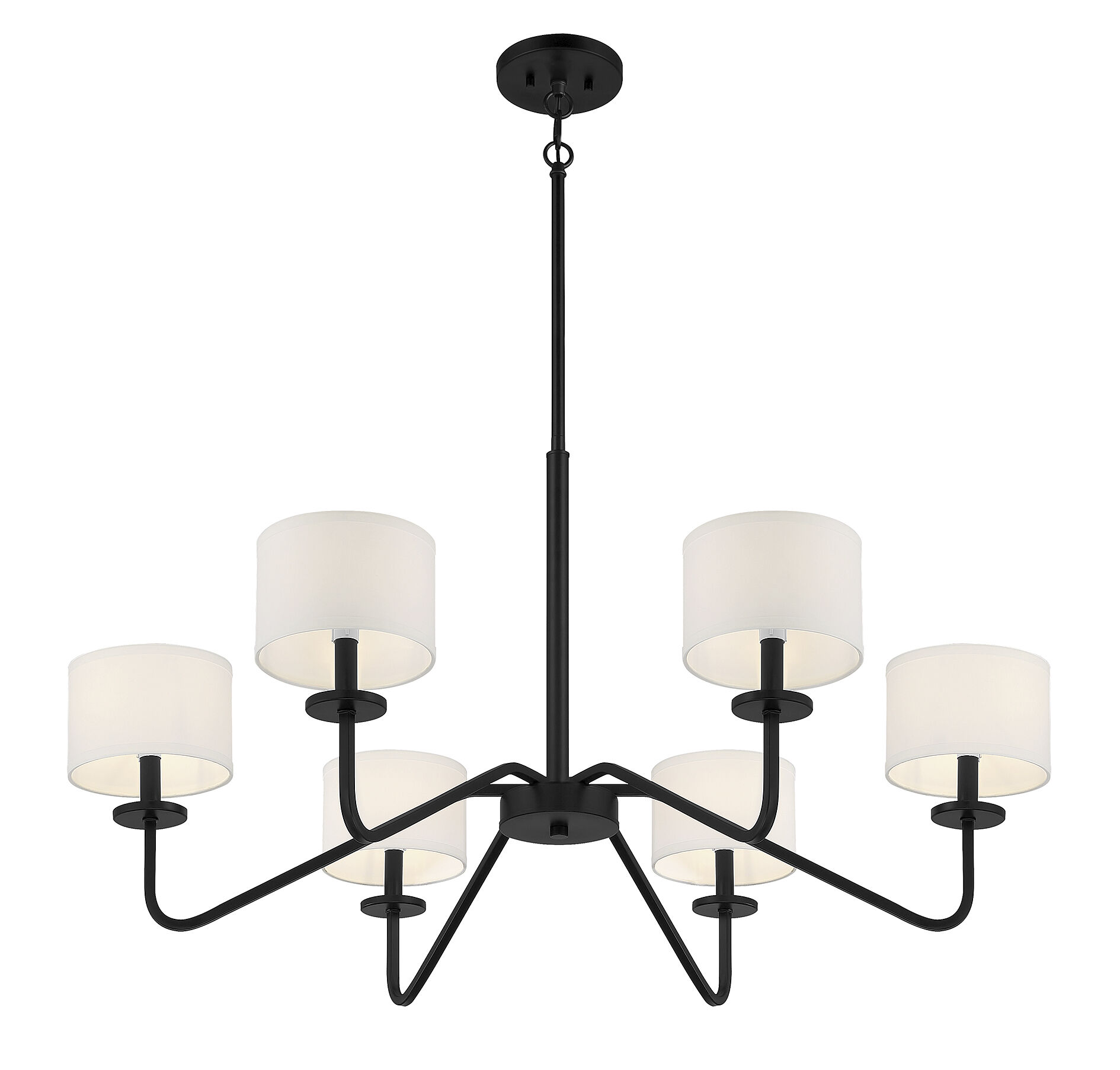 Transitional 6 Light 42 inch Matte Black Chandelier Ceiling Light