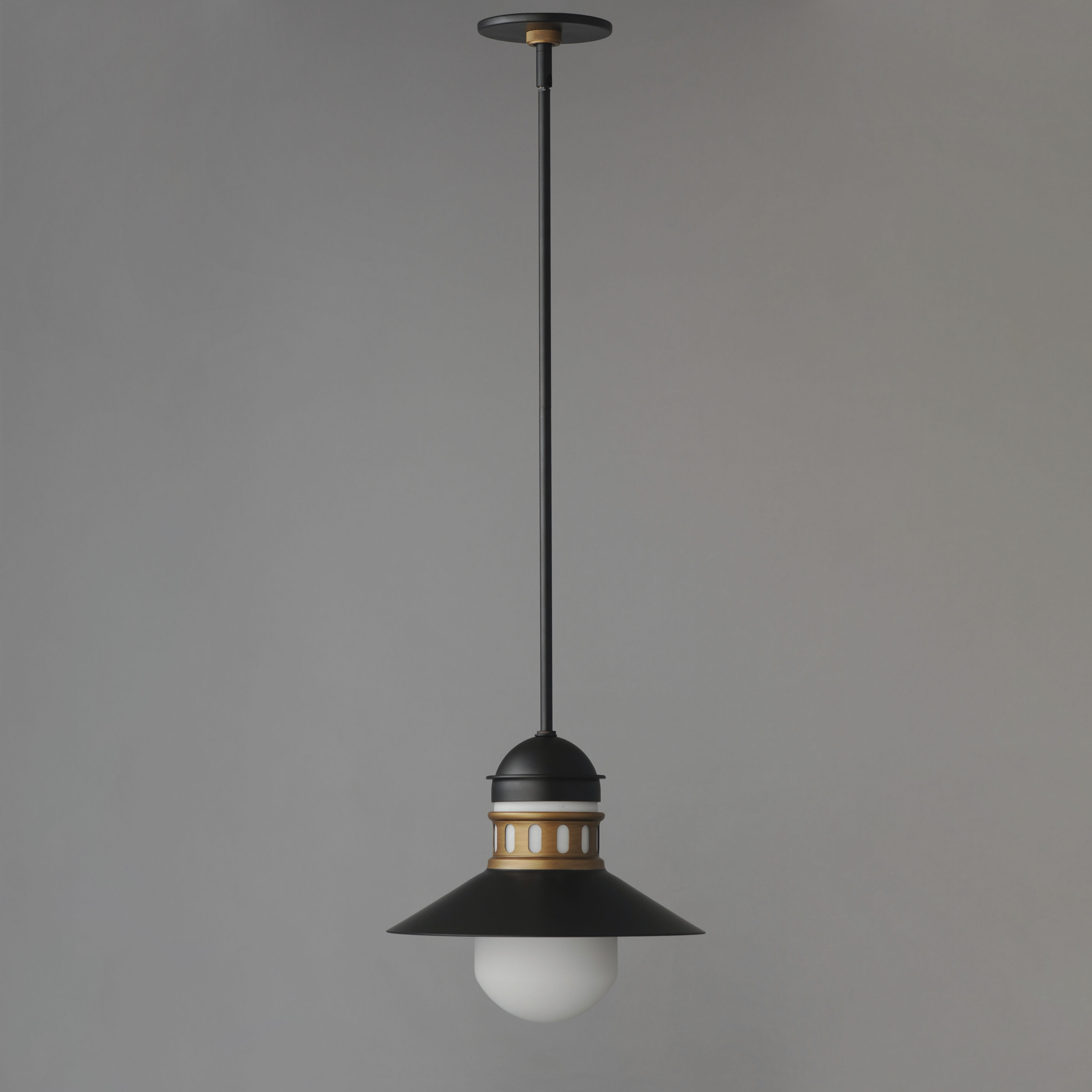 Admiralty 1 Light 12 inch Black and Antique Brass Outdoor Pendant