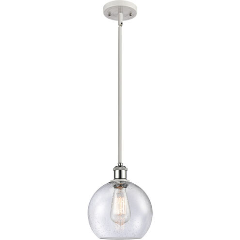 Ballston Athens LED 8 inch White and Polished Chrome Pendant Ceiling Light in Seedy Glass, Ballston