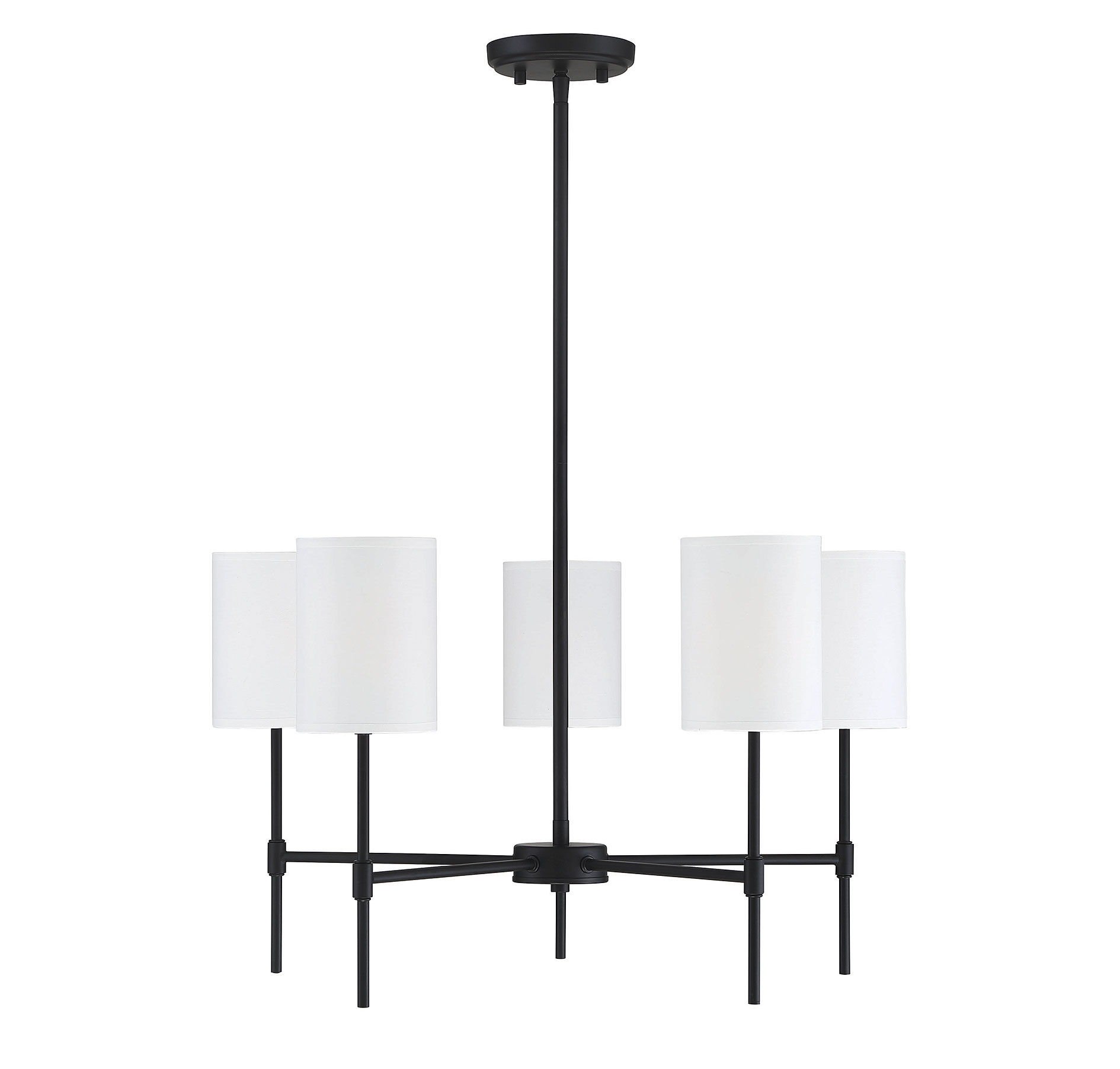 Traditional 5 Light 25 inch Matte Black Chandelier Ceiling Light