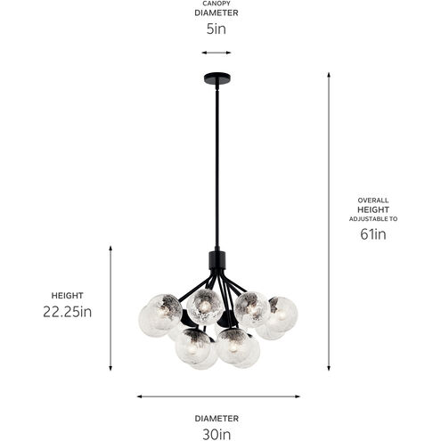 Silvarious 12 Light Black Chandelier/Semi Flush Ceiling Light