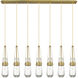Milan 7 Light 48.13 inch Brushed Brass Linear Pendant Ceiling Light in Clear Glass