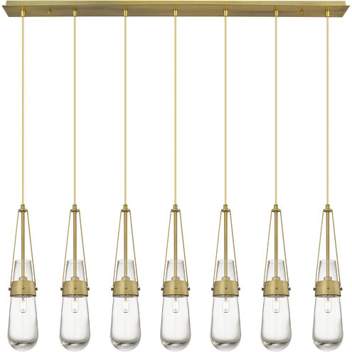 Milan 7 Light 48.13 inch Brushed Brass Linear Pendant Ceiling Light in Clear Glass
