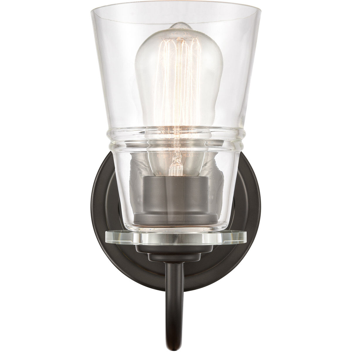 Scarlett 1 Light 5 inch Matte Black Bath Vanity Light Wall Light in Clear Glass