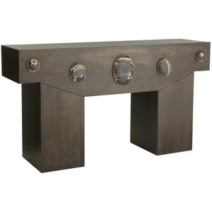 Cairo 62 X 17 inch Umber and Bengal with Antique Brass Console Table