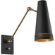 Brickell 1 Light 5.63 inch Matte Black and Hazelnut Leather Bath Vanity Light Wall Light