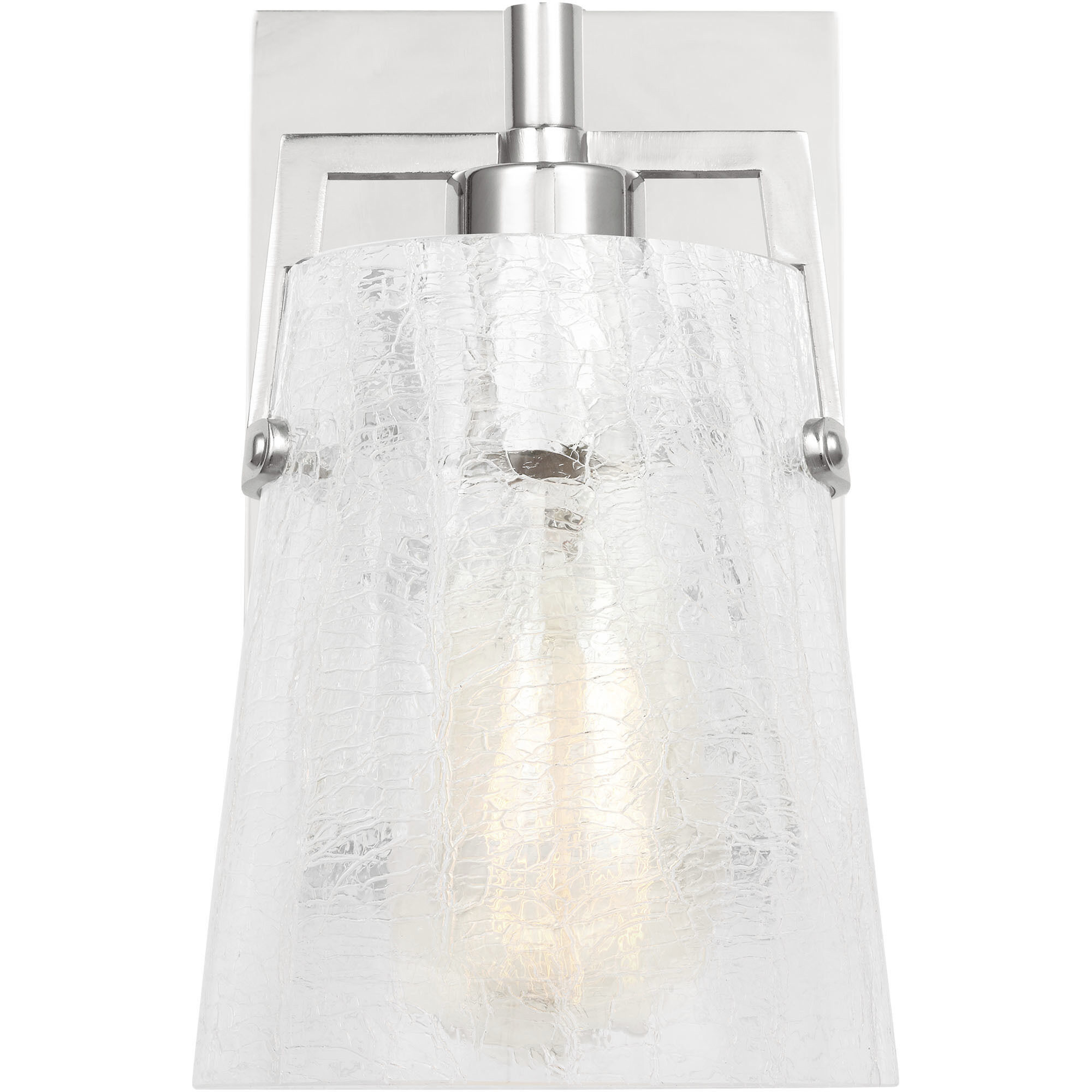 Drew & Jonathan Crofton 1 Light 5.25 inch Chrome Sconce Wall Light in Clear Crackle Glass, Small