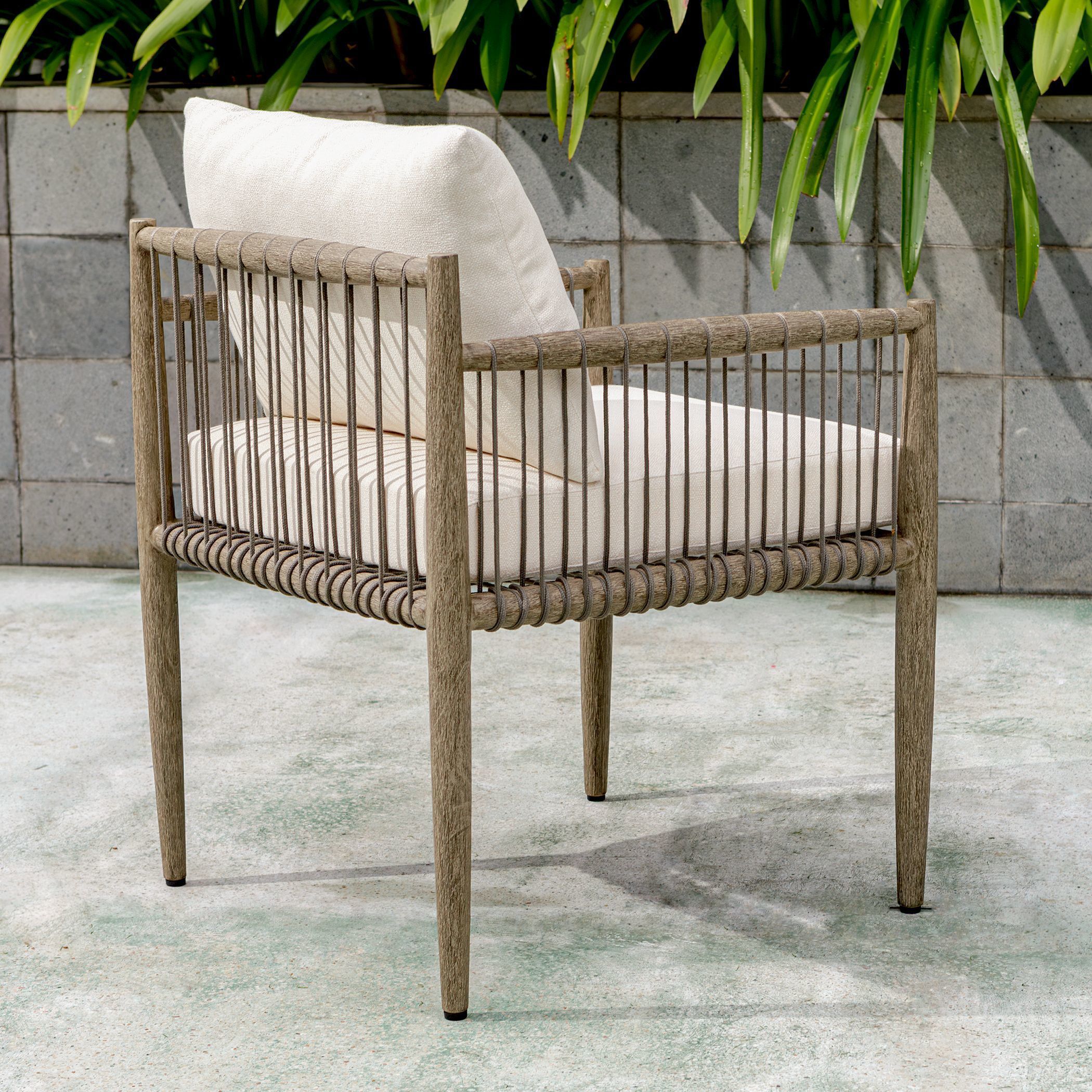 Borneo Weathered Dark Gray and Oyster White Outdoor Dining Chair