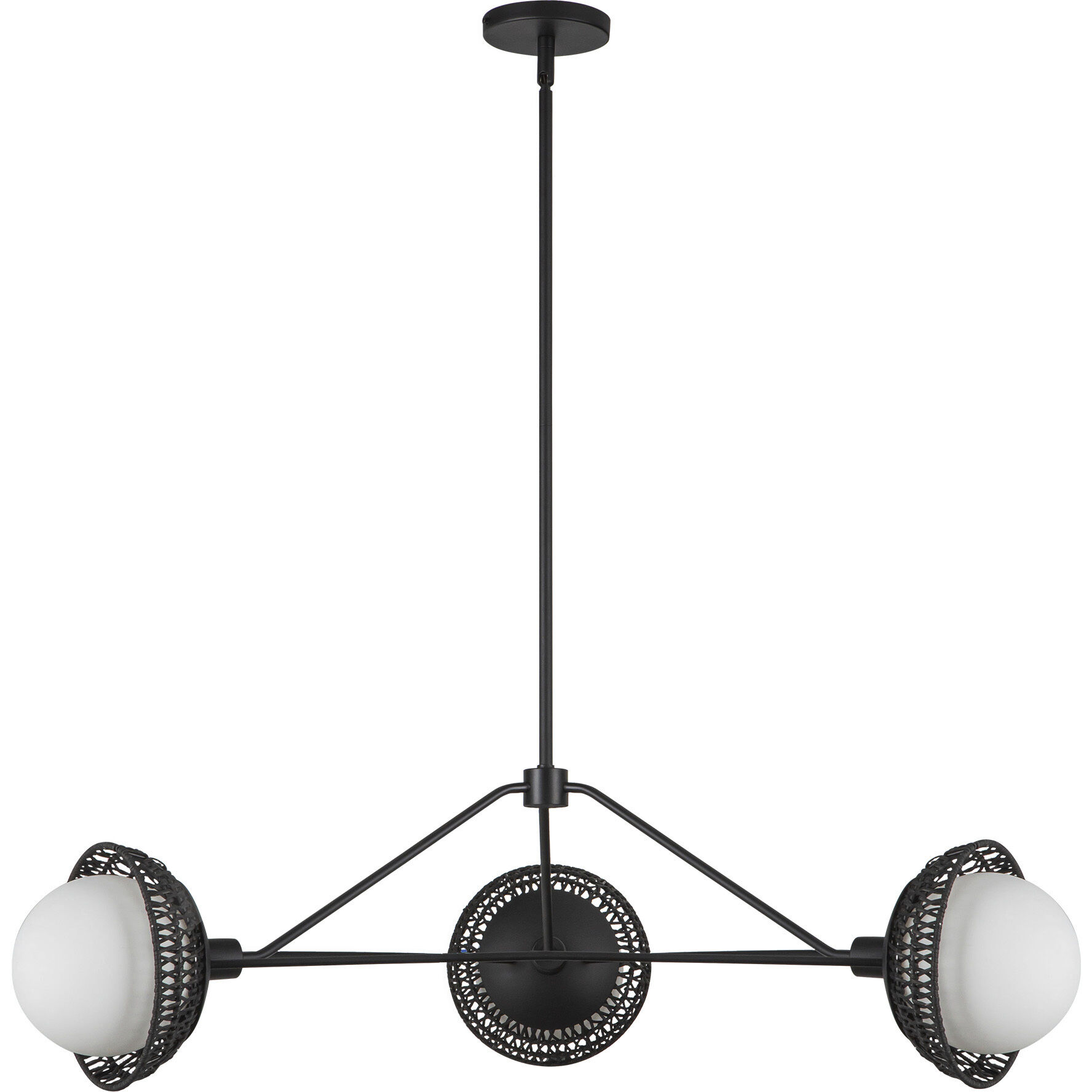 Alora Mood Perth 3 Light 39.88 inch Matte Black/Opal Glass Chandelier Ceiling Light