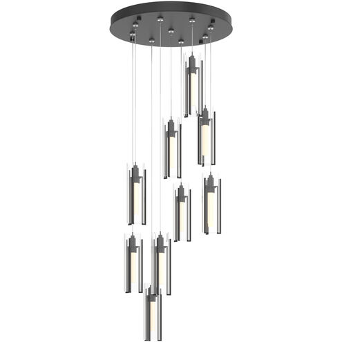 Exos Glass 9 Light 20.5 inch Black Pendant Ceiling Light in Clear, Round