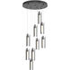 Exos Glass 9 Light 20.5 inch Black Pendant Ceiling Light in Clear, Round