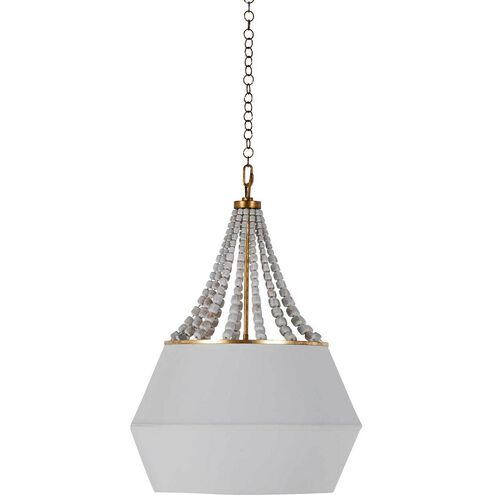 Soma 4 Light 23.75 inch Antique Gold / White Washed Wood Pendant Ceiling Light