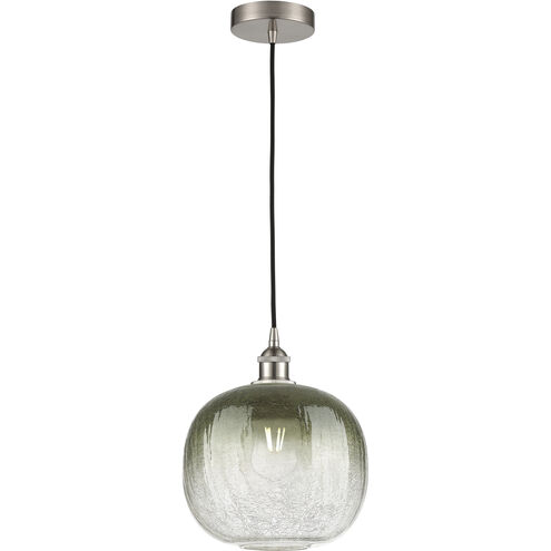 Edison Brookhaven Sphere 1 Light 10.5 inch Brushed Satin Nickel Mini Pendant Ceiling Light in Slate Glass