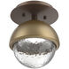 Cabochon Sconce & Flush Mount Wall Light in 3000K LED, Clear, Burnished Bronze with Gilded Brass