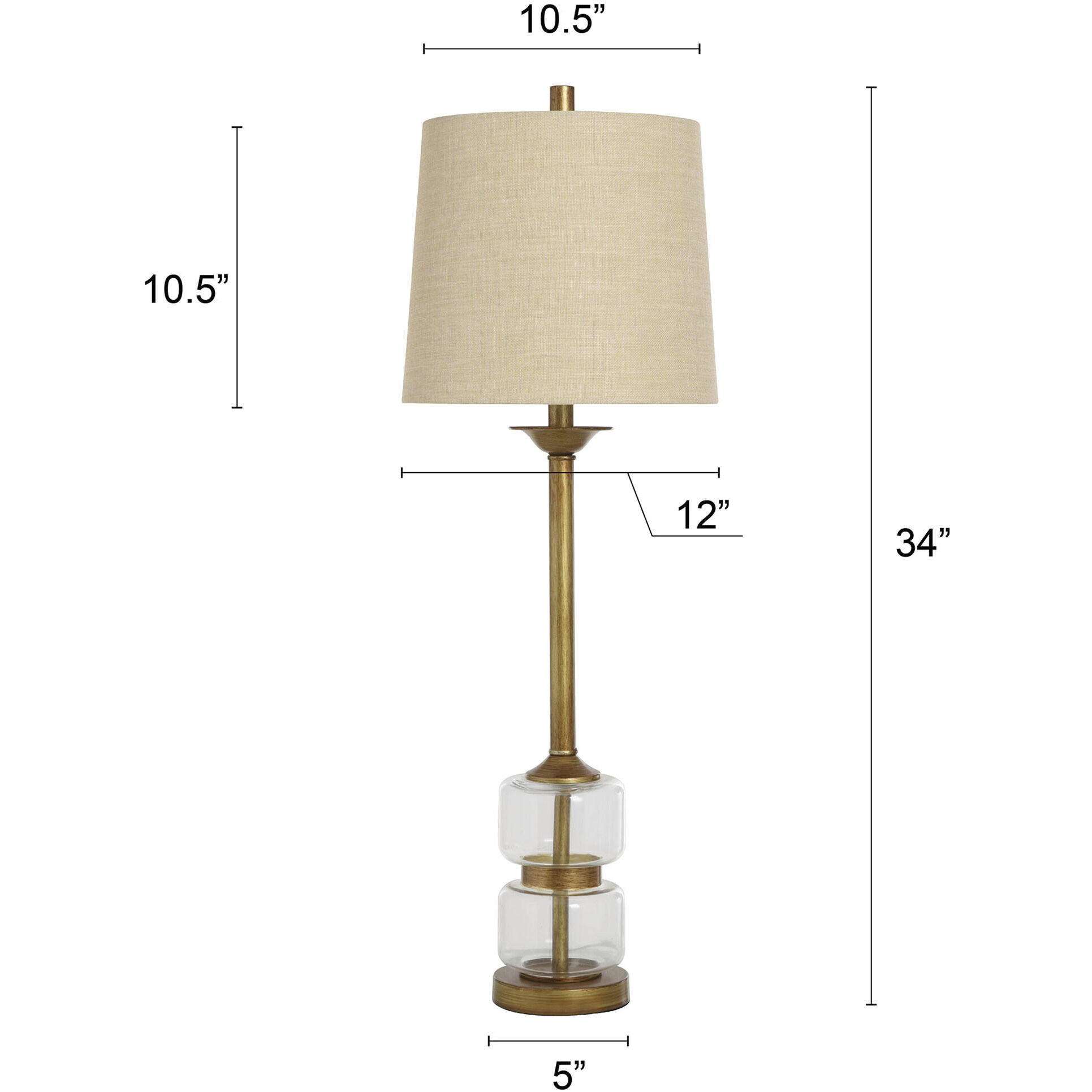 Signature 34 inch 150 watt Clear and Gold Table Lamp Portable Light