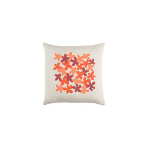 Little Flower 20 X 20 inch Bright Orange and Peach Throw Pillow