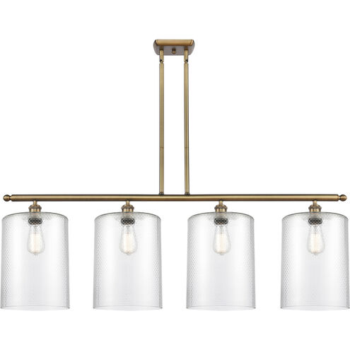 Ballston Cobbleskill 4 Light 48 inch Brushed Brass Island Light Ceiling Light in Clear Glass